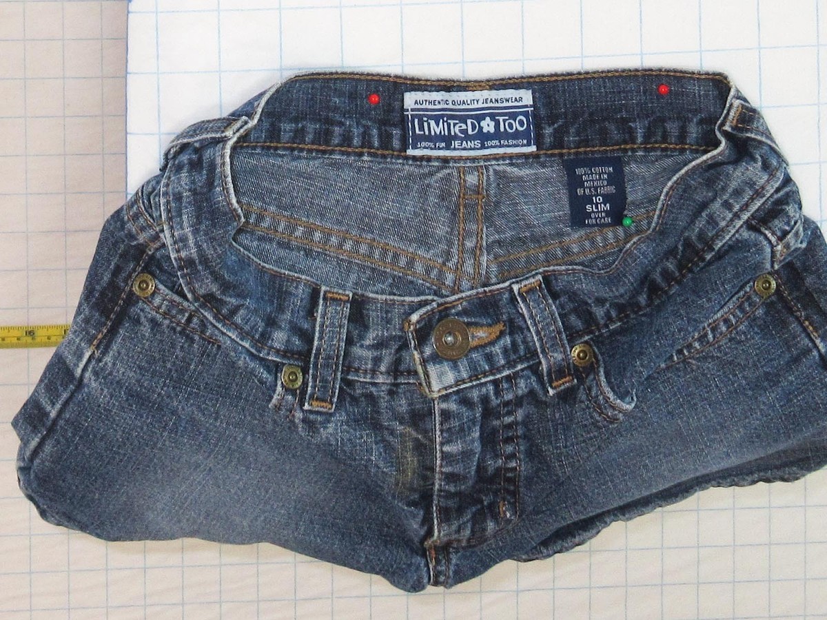 Short Jean Slim Fille Taille 10 Limited Too - Bleu, Longueur 3, Occasion Très Bon état