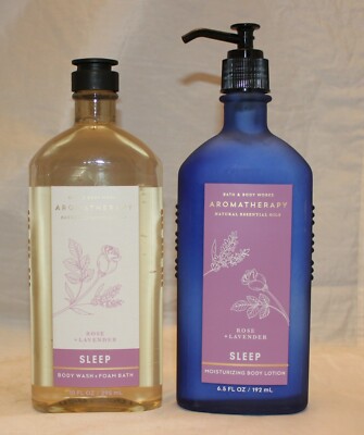 Bath & Body Works Aromatherapy Sleep Rose Lavender Body Lotion & Wash Foam Bath