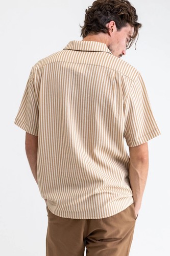 RHYTHM Mens Stripe Short Sleeve Shirt Marigold Size S Brand New RRP $89.99 - Picture 5 of 13
