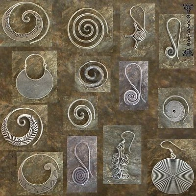 MARKENLOS KAREN HILL Tribe ohrringe earrings Silber Ethno BoHo chic goa Indien Spiral inde