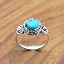 Copper Turquoise Ring, 925 Sterling Silver Ring, Handmade Ring, Dainty Ring