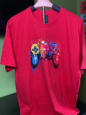 Red graphic controller T-shirt-Size XL