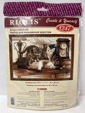 Riolis FURRY FRIENDS Cross Stitch Kit #1247 Cat Kitten Design  New FREE SHIPPING
