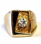 GIA 14k yellow gold .66ct SI1 H round diamond gents ring band mens estate 13.7g — photo 5
