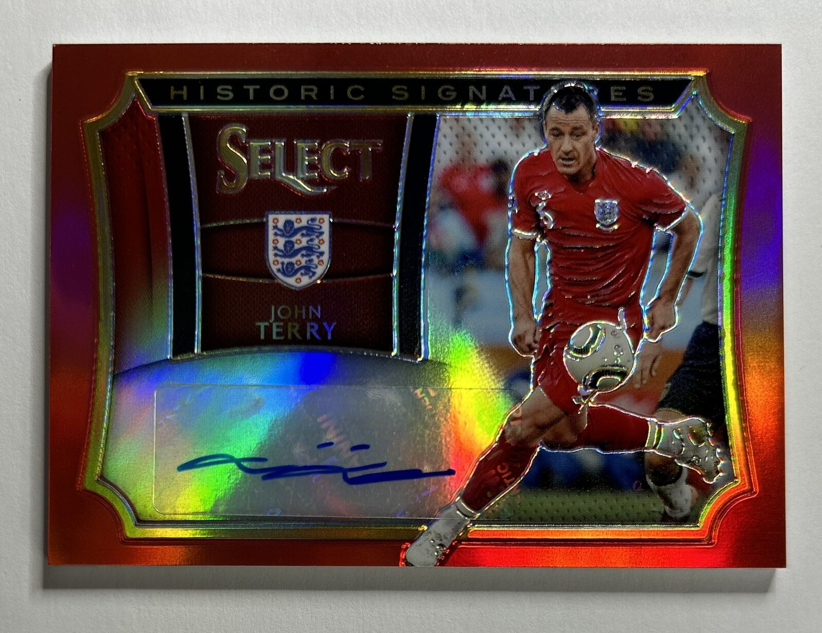 2015-16 Panini Select Historic Signatures Red Prizm John Terry Auto /49 England view 3