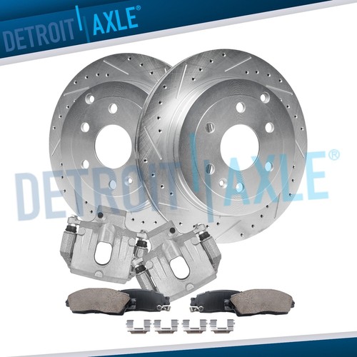 Rear Drilled Rotors Calipers Brake Pads for 20072016 Chevy Traverse