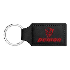 Dodge Demon in Red Rectangular Black Leather Key Chain
