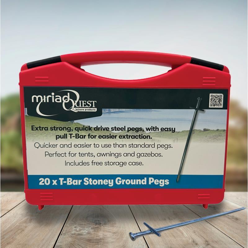 Miriad Quest T-Bar Tarzan Stony Ground Awning / Tent Pegs - Pack of 20