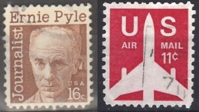 str. AM-USA 1971 Ernie Pyle + Silhouette of Jet Airliner 2 Val Fu