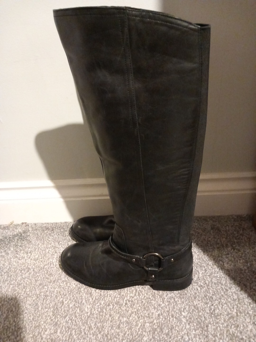 Marks And Spencers Black Knee Boots Size UK 4 eBay