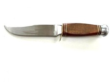 Heavy Duty Bowie Knife, Stacked Leather Handle 8 3/4" Total Length, Unmarked