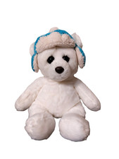 Aurora Winter Bear Plush Holiday Toy White with Turquoise Hat Stuffed Animal 13"