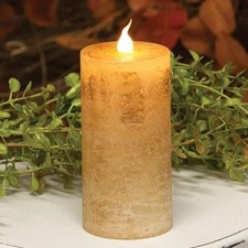 NEW Primitive TIMER PILLAR RUSTIC Grungy TAN Candle 4" H x 2" D Farmhouse