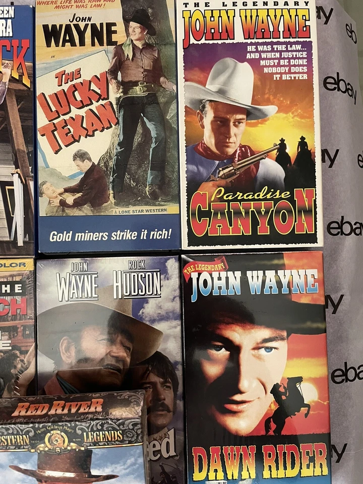 John Wayne VHS Lot Of 12 Western Vintage Movies Shows 3 Sealed Ones - Image 3 of 4