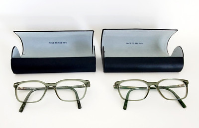 2) WARBY PARKER WEATHERS M 712 52-16-145 TRANSLUCENT GREEN EYEGLASS FRAME ONLY
