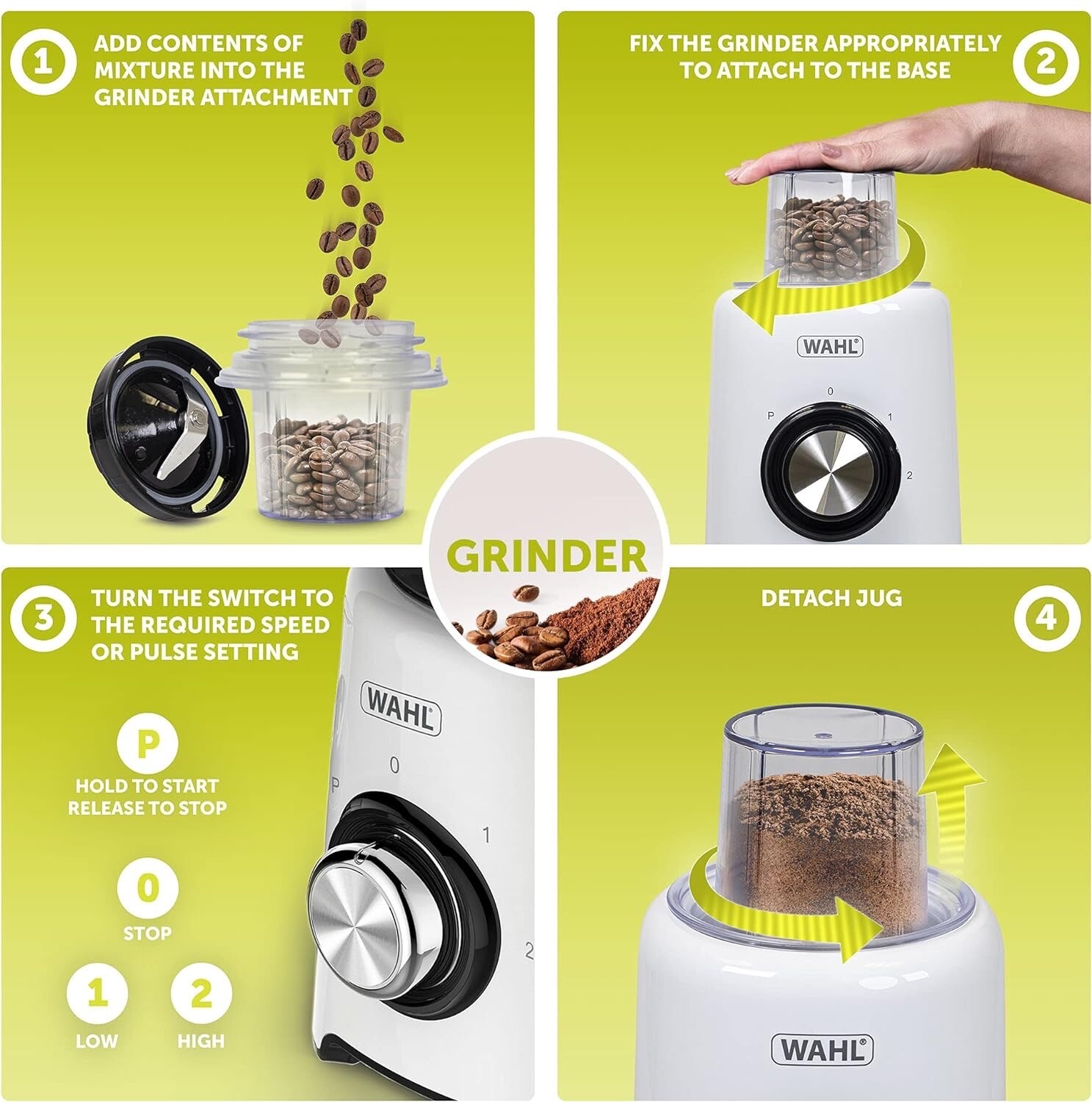 Wahl Table Blender with Coffee Spice Grinder Attachment 1.5 L Plastic