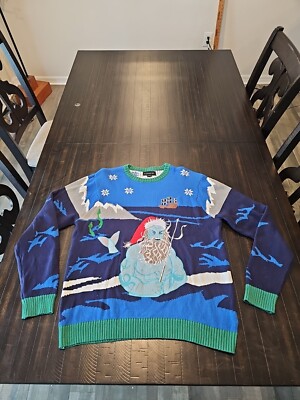 Blizzard Bay Men's Christmas Pirates Poseidon Santa Sweater Holidays Size L