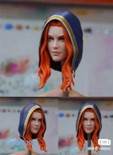 1/12 Witch Girl Head Sculpt Carved Model For 6" Female Action Figure Body Toys