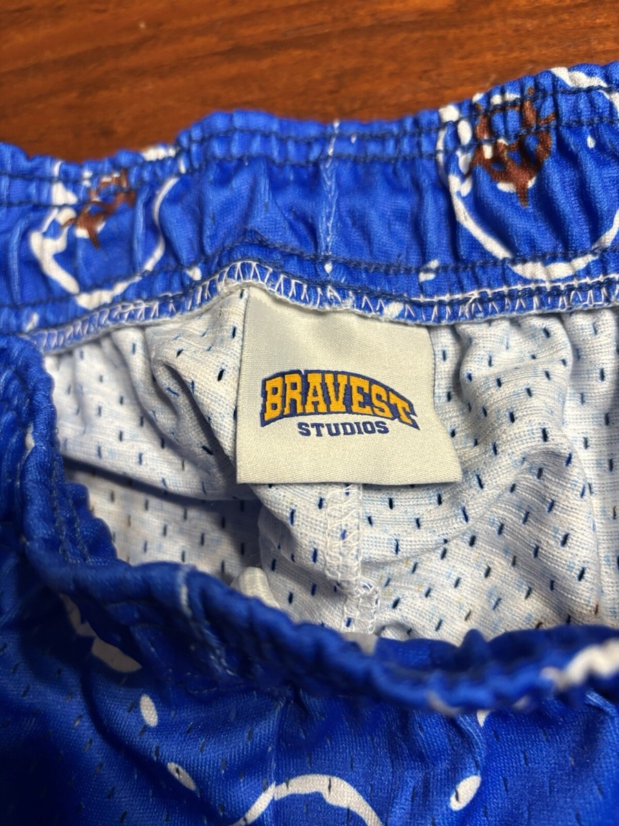 Bravest Studios Men's Shorts Mesh Blue Anarchy A Skull Size Small