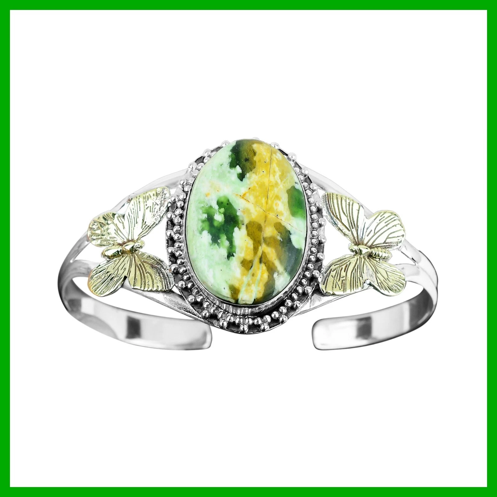 CHROME HEARTS Bracciale Ovale Naturale Australiano Cromo Calcedonio Finitura Oro 18K Argento