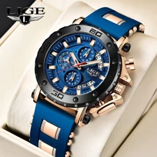 LIGE Men's Watch Military Quartz Date Luminous Waterproof Man Sport Wristwatch