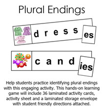 Teacher Made Literacy Center Learning Resource Game Plural Endings
