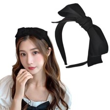 Black Bowknot Headband with Knotted Bows Big Hair Accessory Women Girls