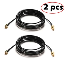 2PC RP-SMA Male To Female Wifi Antenna Connector Extension Cable Cord Black 10M
