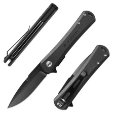 FLISSA Folding Pocket Knife 4.5"G10 Handle EDC Knife w/D2 Steel Blade Liner lock