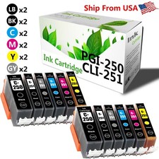 12 PK 250XL 251XL Ink Cartridge for Canon Pixma MG5420 MG5520 MG6320 MX722 MX922