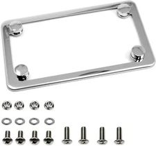 Motorcycle Slim Style Polished Stainless Steel License Plate Frame 
