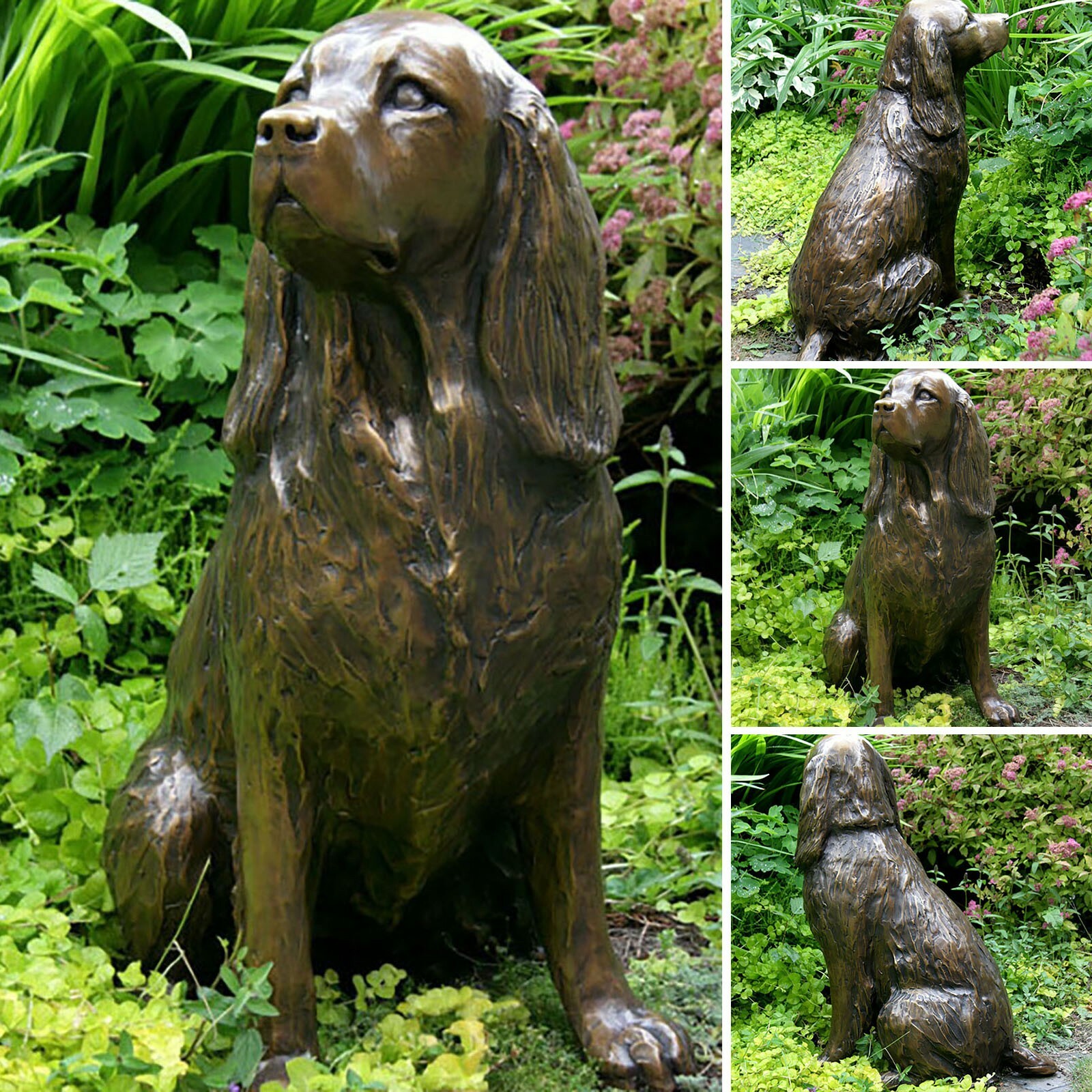 Springer Spaniel Statue Garden Decor,Animal Dog Sculpture Yard Lawn
