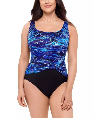 GREAT LENGTHS by LONGITUDE Plus 22, 24 Liquid State Twist Pull Sash Swimsuit NWT