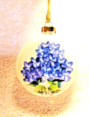 Hand Painted  And Signed Glass Floral Christmas Ornament #B