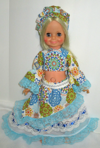 Beautiful  15 "  NO Doll Ideal Velvet Mia Long Blue Green Aqua Boho Skirt Top + - Picture 1 of 8