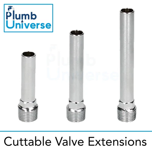 15mm Radiator Valve Tail Extension Chrome  50mm, 75mm, 100mm Lengths Cut to Size
