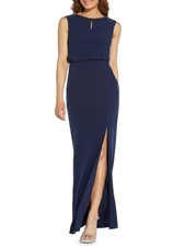 ADRIANNA PAPELL Womens Lined Sleeveless Maxi Formal Blouson Dress