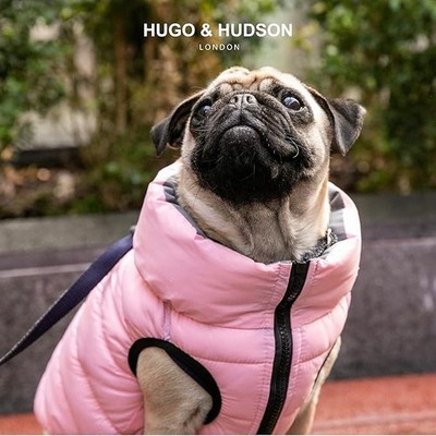 HUGO & HUDSON, SMALL DOG, Reversible Light Pink and Gray Puffer Jacket