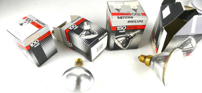 4 Philips Glühlampen 2x100W Reflector R95 + 2x150W PAR38 E27 in OVP  Z-5112