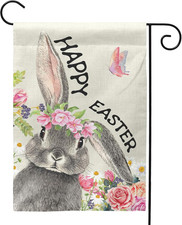 Happy Easter Bunny Garden Flag 12x18 Easter Garden Flags for Outside Colorful Fl