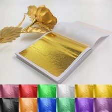 100 Imitation Gold Leaf Sheets Foil Paper for DIY Gilding Craft Decoration