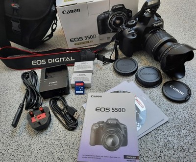 Boxed Canon EOS 550D 18.0MP Digital Camera + Canon EF-S 18-55mm Lens with Bag