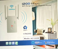 AC1200M 1200Mbps Dual Band WiFi Extender Repeater Router 2 LAN White