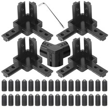 3030 3Way End Corner Bracket Solid Connector M6x8mm Screws Black 4 Sets