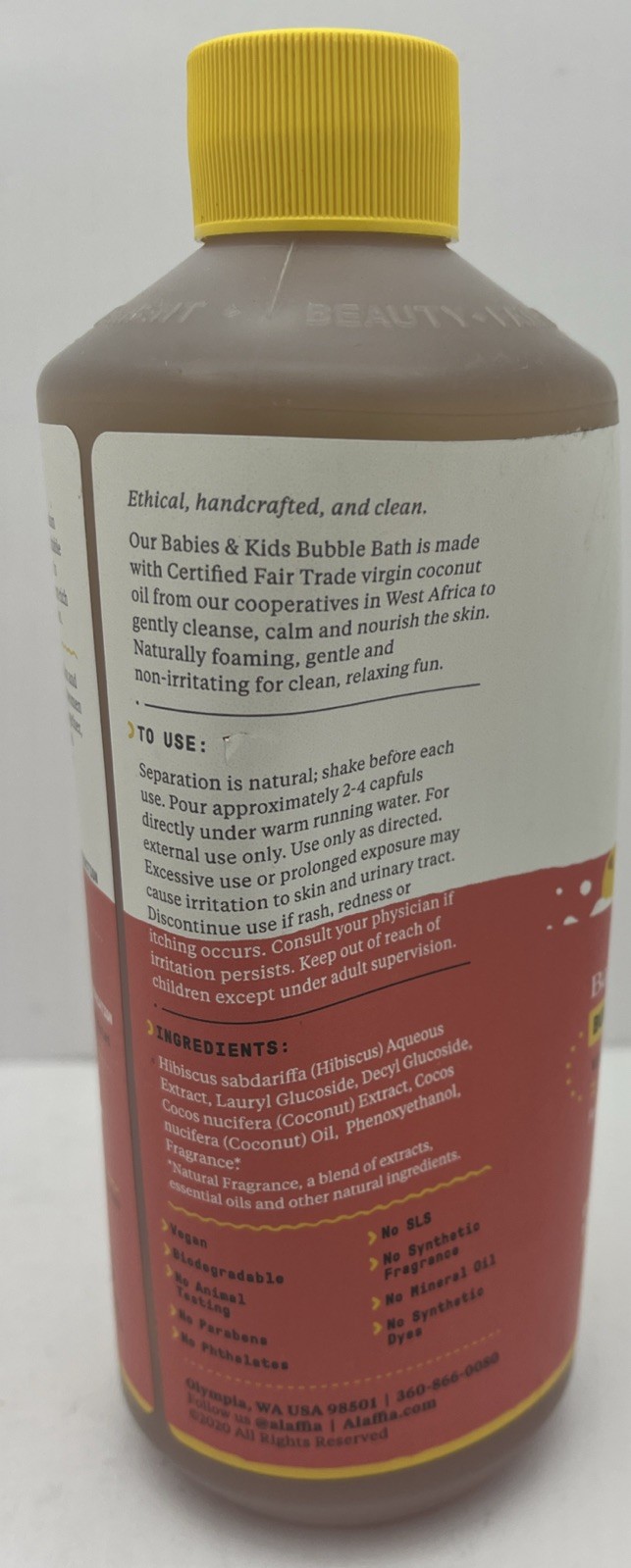 2 Alaffia Babies and Kids Bubble Bath Coconut Strawberry 16 fl oz each