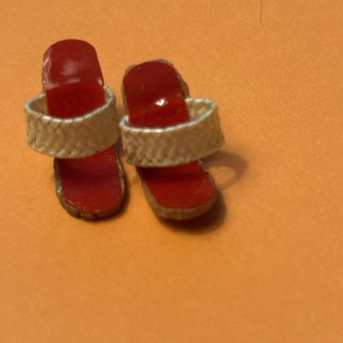 Vintage Barbie Red Wedge Shoes Picnic Set #967