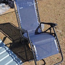 Blue Reclining Foldable Lounger Chair with Me...