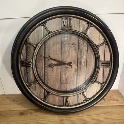 Large Wall Clock Westminster Clock Co 22  Quartz Bronze Black Roman Numerals