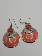 Vintage Edgar Berebi Enamel Silver Tone Dangle Earrings 