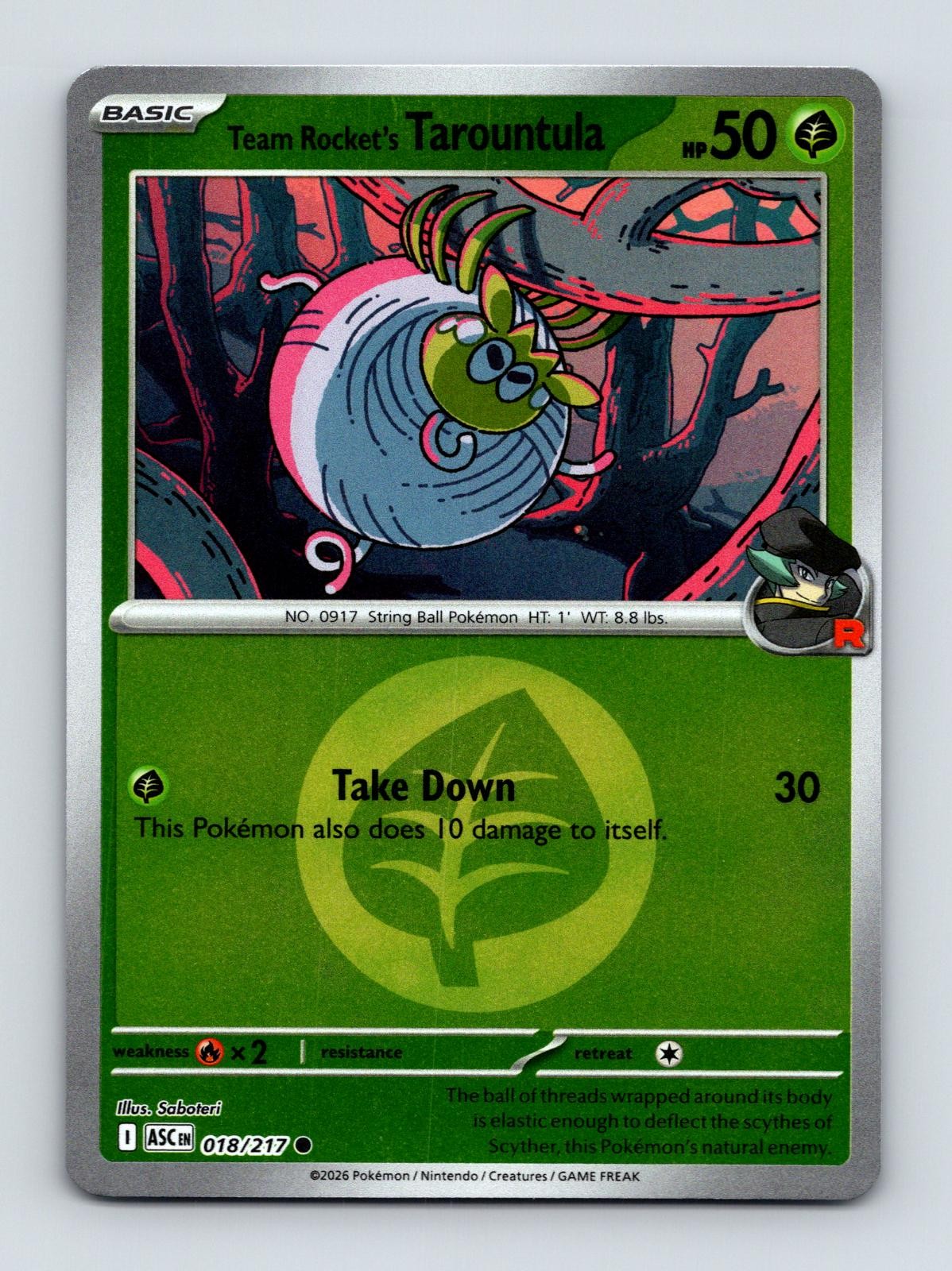 Team Rocket's Tarountula Energy Symbol Pattern 18 Ascended Heroes Reverse Holo